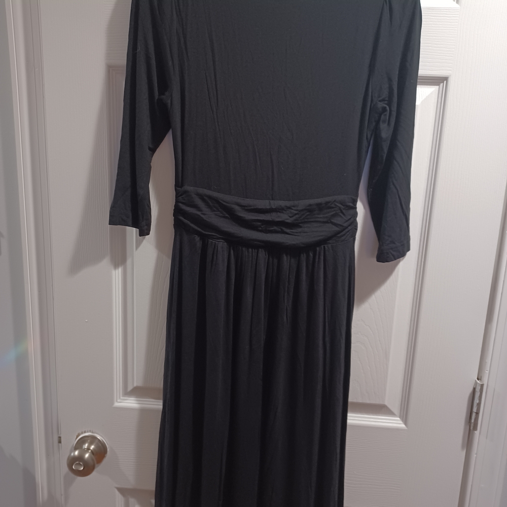 Anthropologie Black Wrap Long Sleeve Dress - Picture 4 of 4